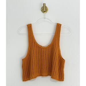 Wild Fable Women's Cropped Open Knit Sweater Tank Top Orange Size L
